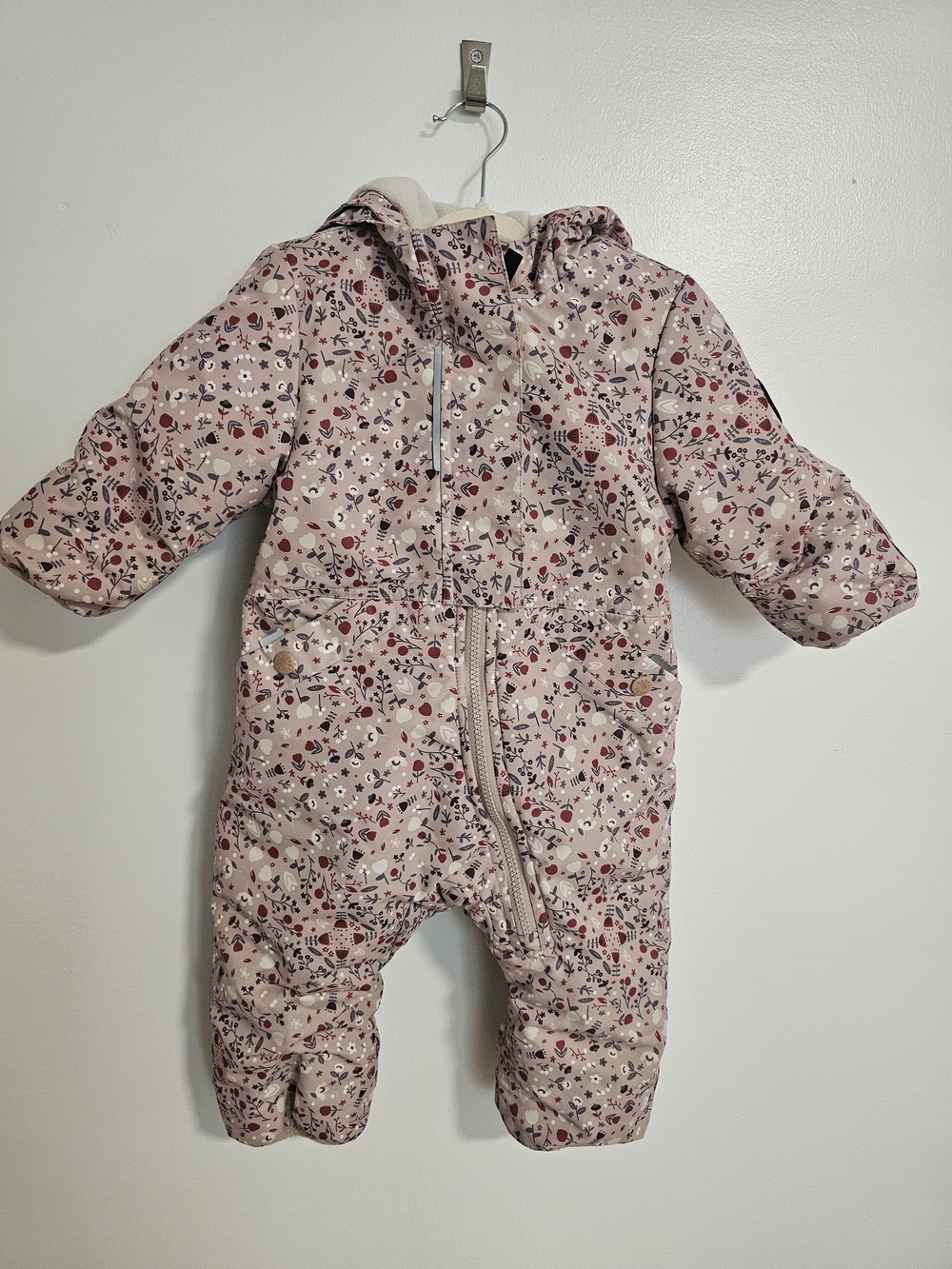 Gagou Floral Puffer One-Piece Snowsuit Size 12M Baby Toddler
